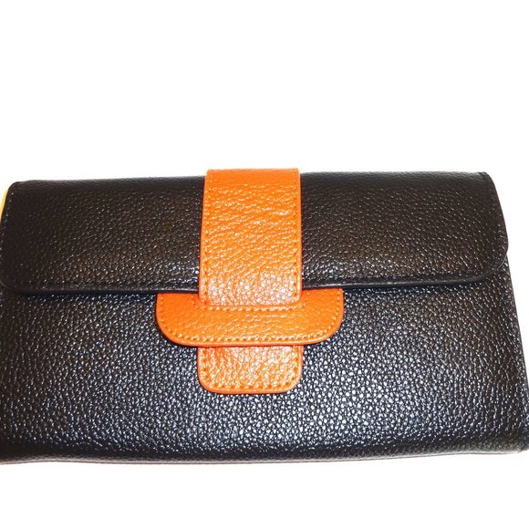 ORANGE LEATHER TWO TONE WALLET OR CLUTCH - Picture 5 of 16